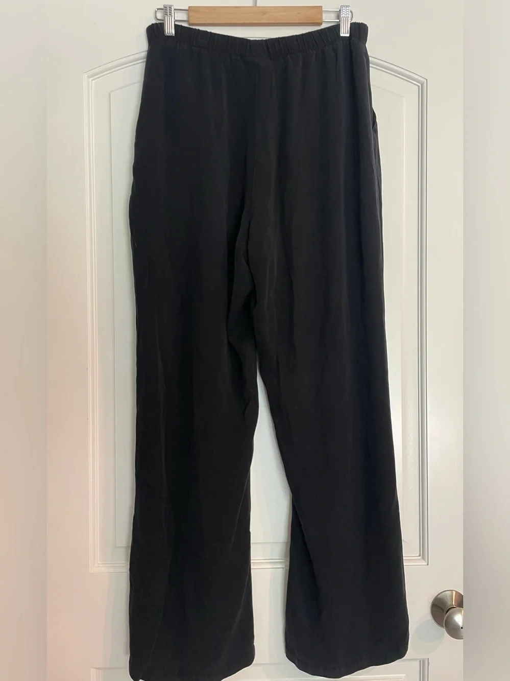 STUDIO by Mishi  Women's Black Wide-Leg Elastic Waist Dress Pants Pockets L